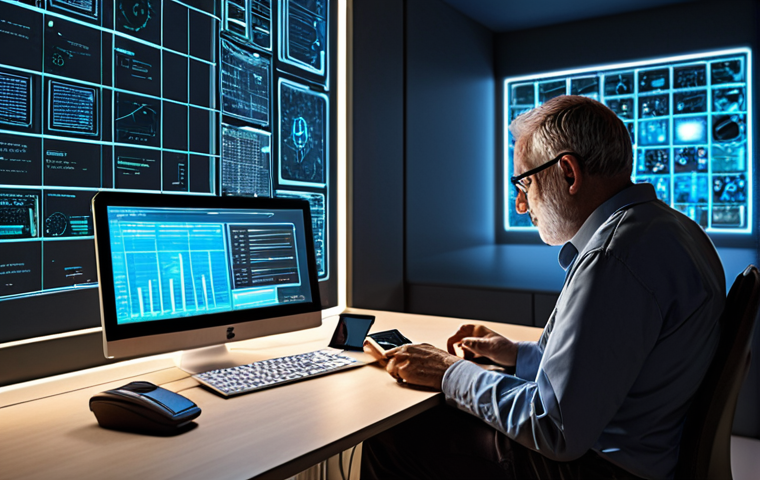 **AI's Dual Influence in Daily Life:** A detailed, photorealistic depiction of a modern European setting, such as a city street or a home office. In the foreground, a person (e.g., a diverse, middle-aged professional) is interacting with a digital device (laptop or smartphone), subtly conveying a financial application or a complex decision. Around them, abstract, glowing digital lines and geometric patterns swirl, representing the invisible algorithms at work. Half of these digital elements are bright and flowing, symbolizing efficiency, convenience, and positive progress (e.g., medical diagnostics, personalized recommendations). The other half are darker, more tangled, or partially obscured, hinting at the 'black box' problem, potential biases, and opaque decision-making. The overall mood conveys both the incredible efficiency and a subtle sense of unease or being constantly evaluated by unseen forces. Emphasize a blend of realism and futuristic abstraction, with dynamic lighting that highlights the contrasting aspects.