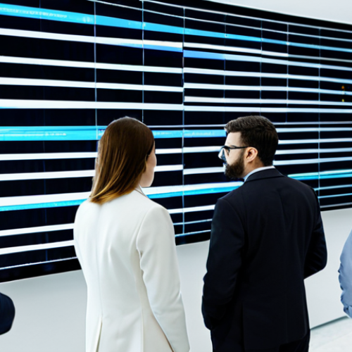 Home 7 A diverse group of professional data scientists and ethicists in modest business attire, gathered around a large transparent data visualization screen in a sleek, modern data analysis center. The screen displays abstract, flowing data streams, with subtle visual cues suggesting an imbalance or skewed pattern in one section, representing algorithmic bias. The individuals are observing with serious, thoughtful expressions, pointing to the data, indicating a critical analysis. fully clothed, appropriate attire, safe for work, professional, perfect anatomy, correct proportions, natural pose, well-formed hands, proper finger count, natural body proportions, professional photography, high quality.