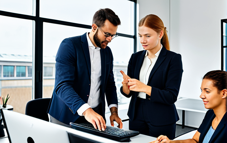 **

"A diverse group of colleagues collaborating on a project in a modern, open-plan office in Berlin. Fully clothed in professional business attire, appropriate content, safe for work. The atmosphere is collaborative and innovative. Perfect anatomy, correct proportions, natural pose, well-formed hands, proper finger count, natural body proportions, professional photography, high quality."

**