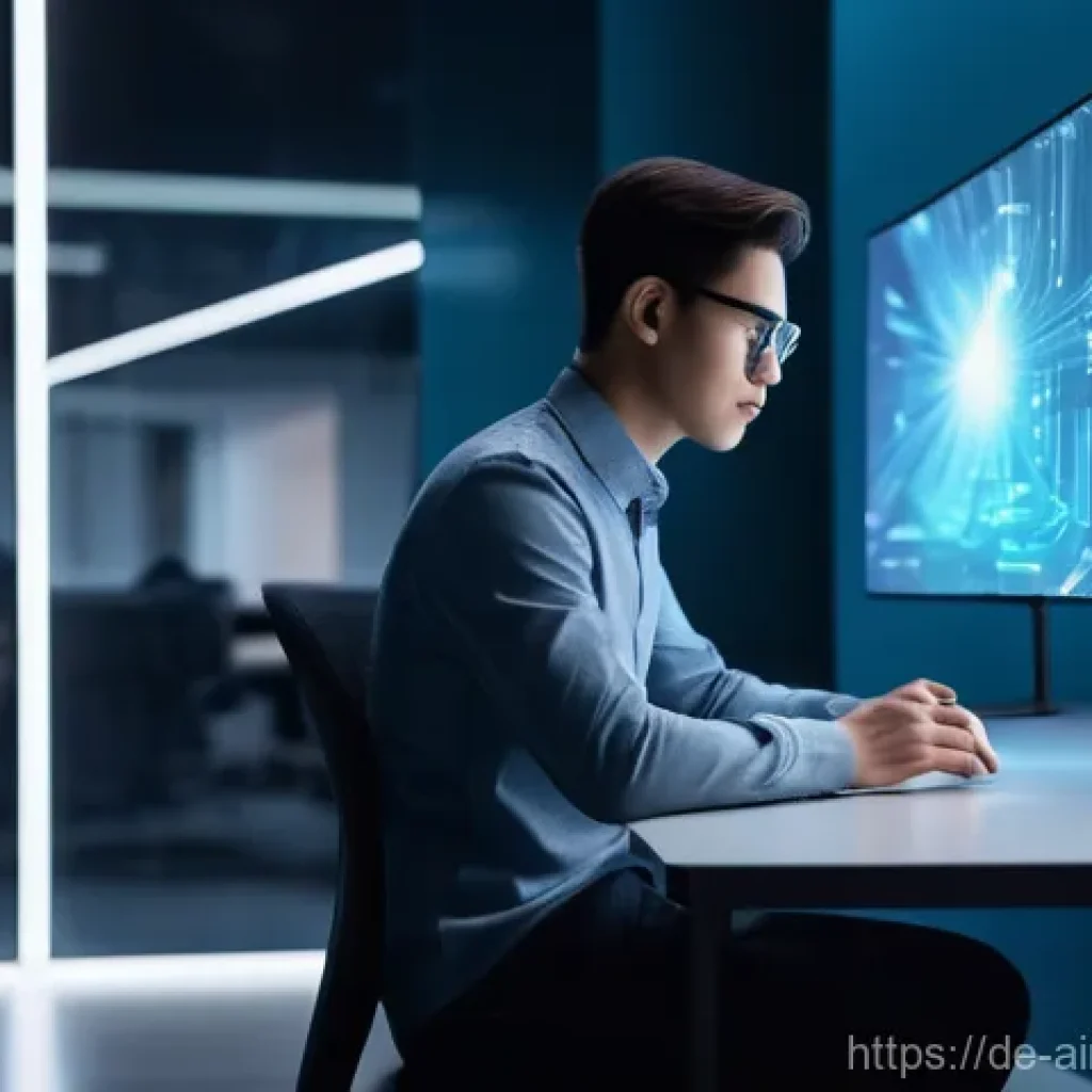 AI 시스템의 공정성 확보를 위한 모니터링 전략 - **Prompt:** "A young, diverse person, dressed in modern, smart-casual attire, sits contemplatively b...